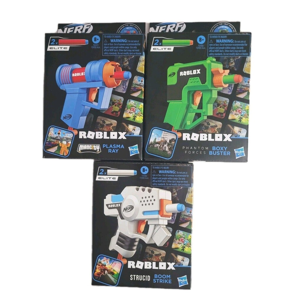 NERF Roblox MicroShots 3 Pack Plasma Ray Boxy Buster Boom Strike NEW Gift